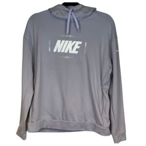 NIKE Hoodie Women's Medium Gray Purple Fleece Lined Pullover Drawstring Hood